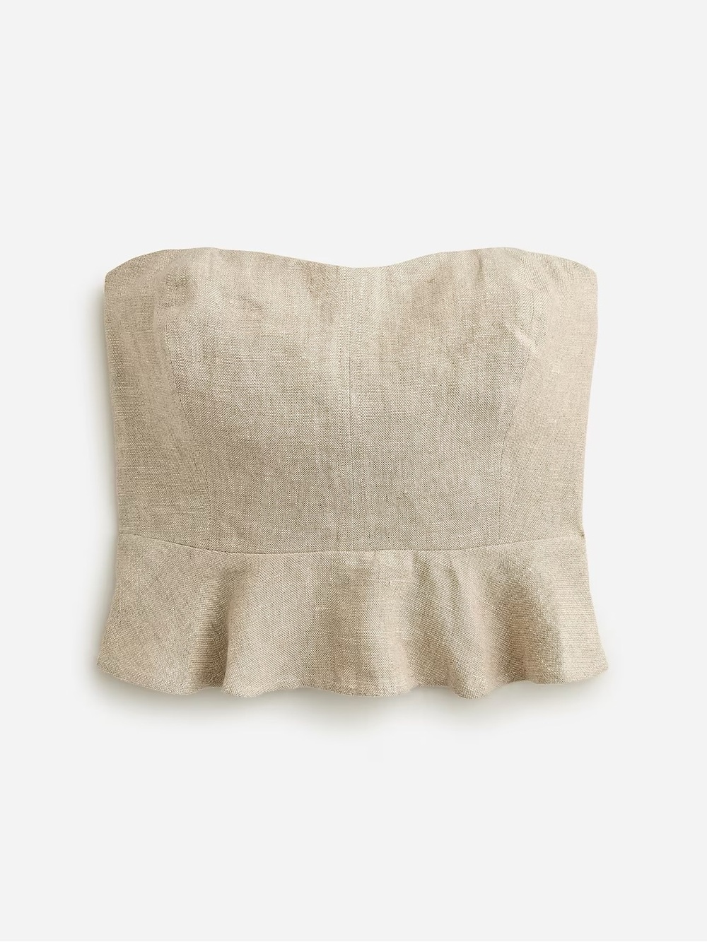 J. Crew Cropped Bustier Peplum Linen Top Strapless Crop Size 6 Medium Luxury
